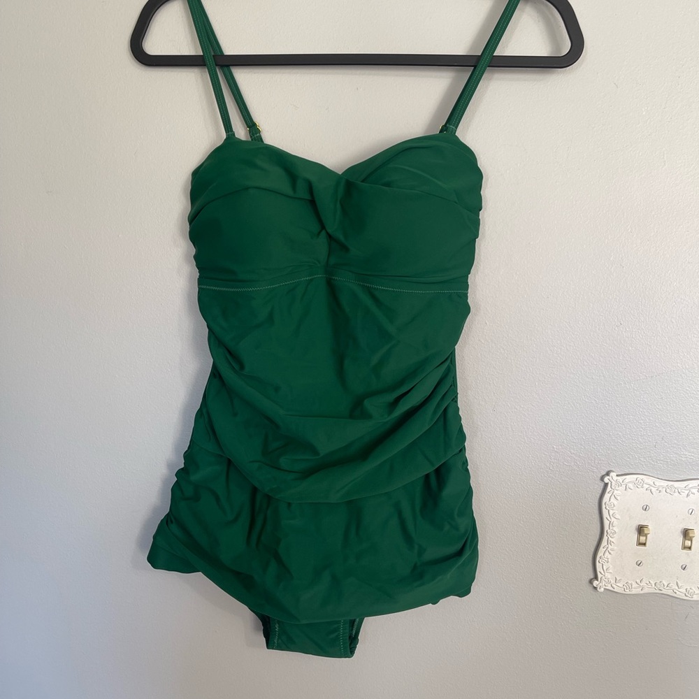 Emerald Green One Piece Swimsuit with Sweetheart Neckline